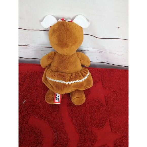 Douglas Gingerbread Girl Plush Toy 8" Brown & White Peppermint Dress Made In Chi - Picture 2 of 6